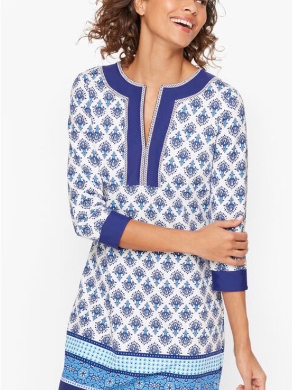 Cabana Life Blue and White Printed Dress